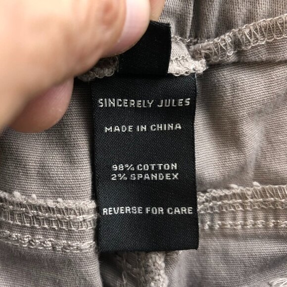 Sincerely Jules Womens Pants Small Wide Leg Raw Hem Casual Drastring Taupe - Picture 7 of 14